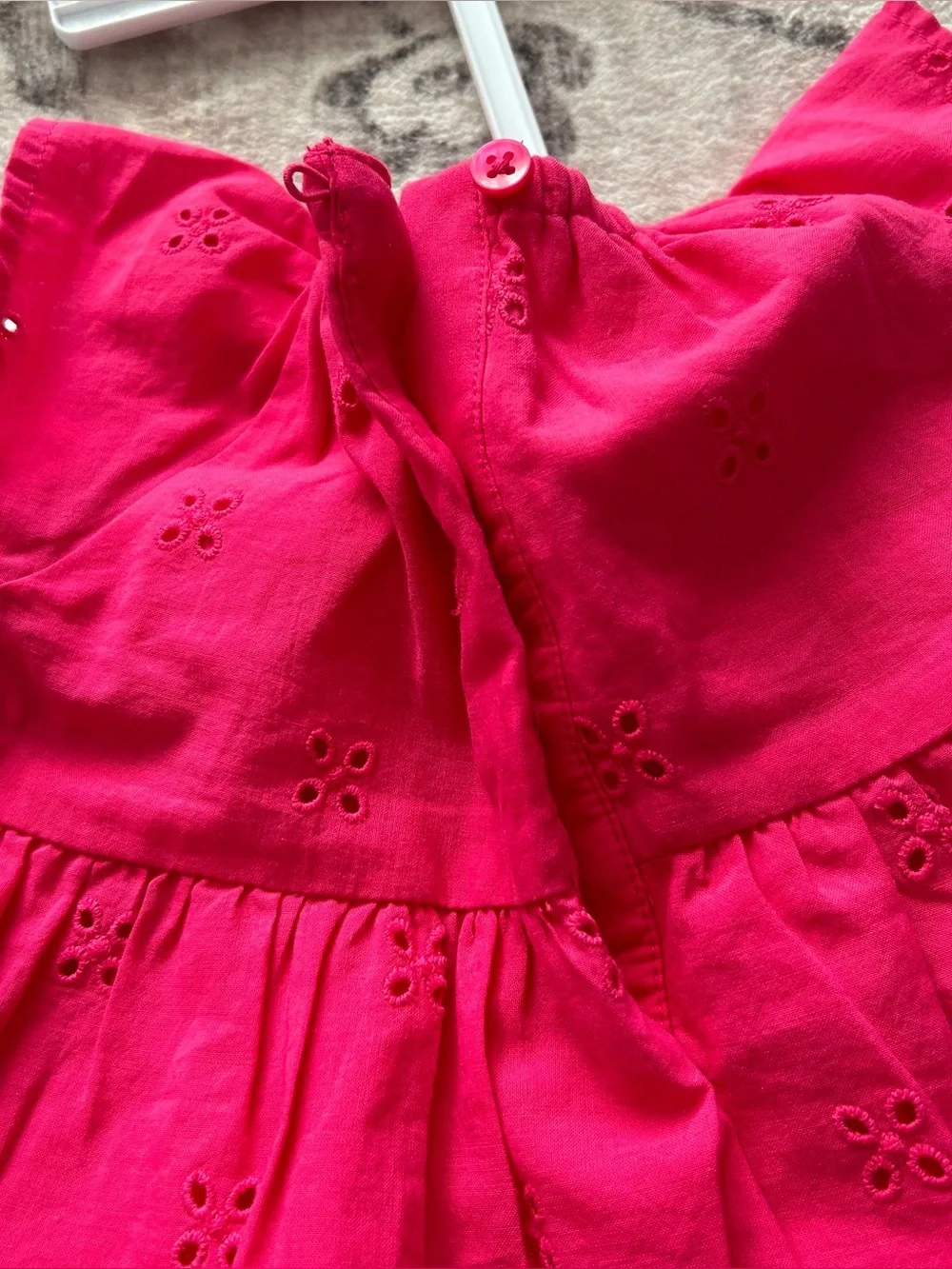 NWT Infant Girls' Tiered Eyelet Dress and Bloomers - Bright Hot Pink  Size 6 m